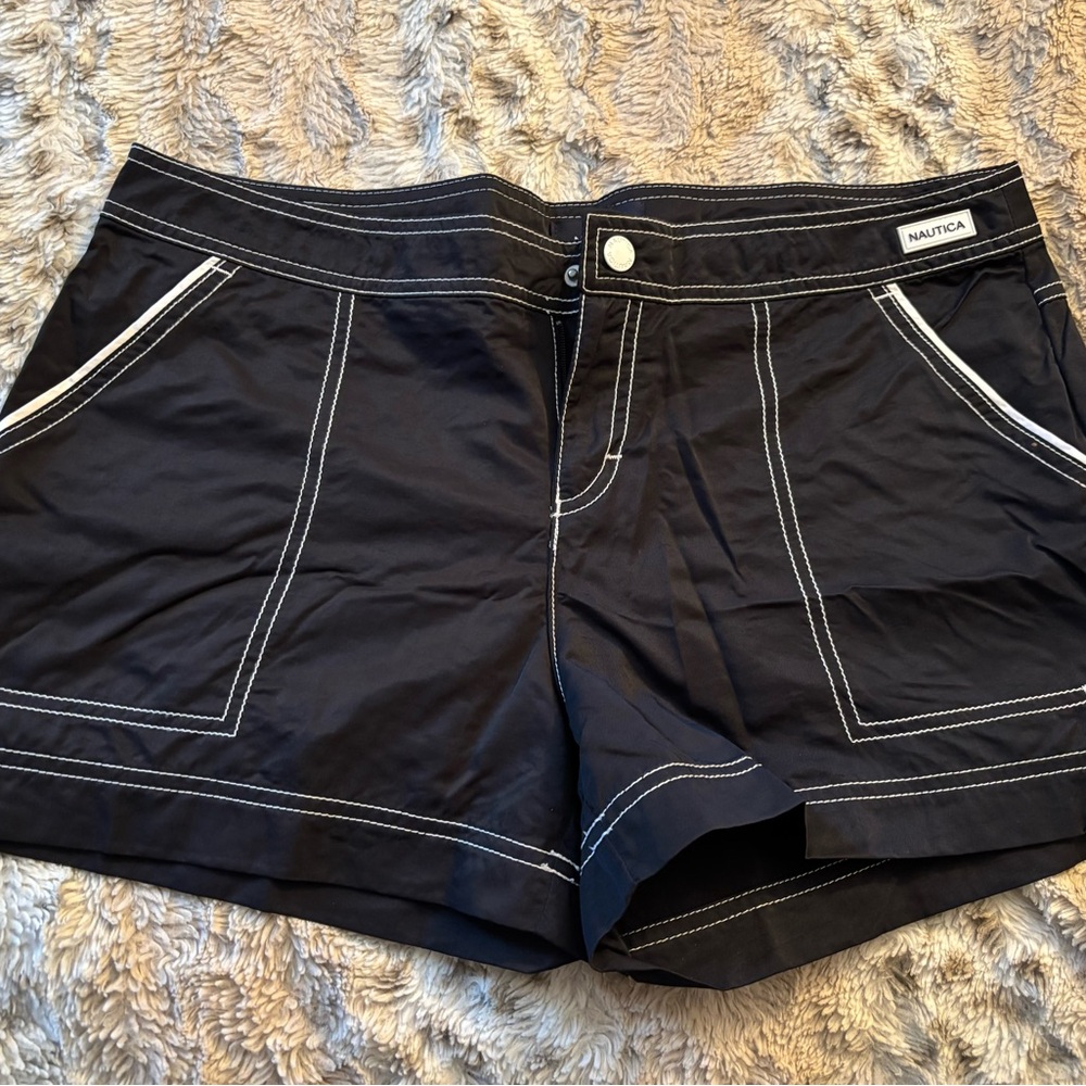 Nautica Women's Dark Navy Shorts with White Stitching